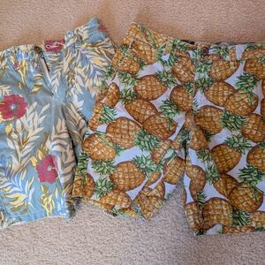 Boy's Tropical-Hawaiian Print Shorts Set, Reversible, Size 8, EUC